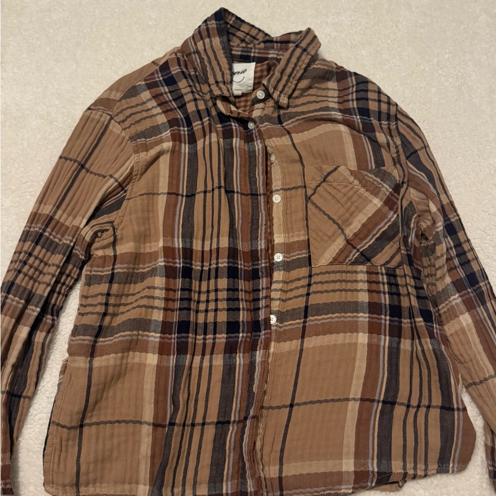 Aerie Brown Casual Button Down Shirt